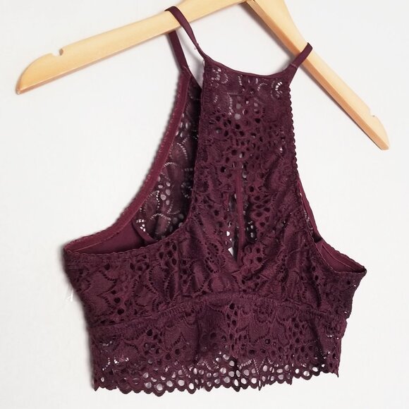 NEW Aerie High Neck Lace Bralette M Keyhole Stretch Comfort Lounge Sexy Romantic - Picture 4 of 16